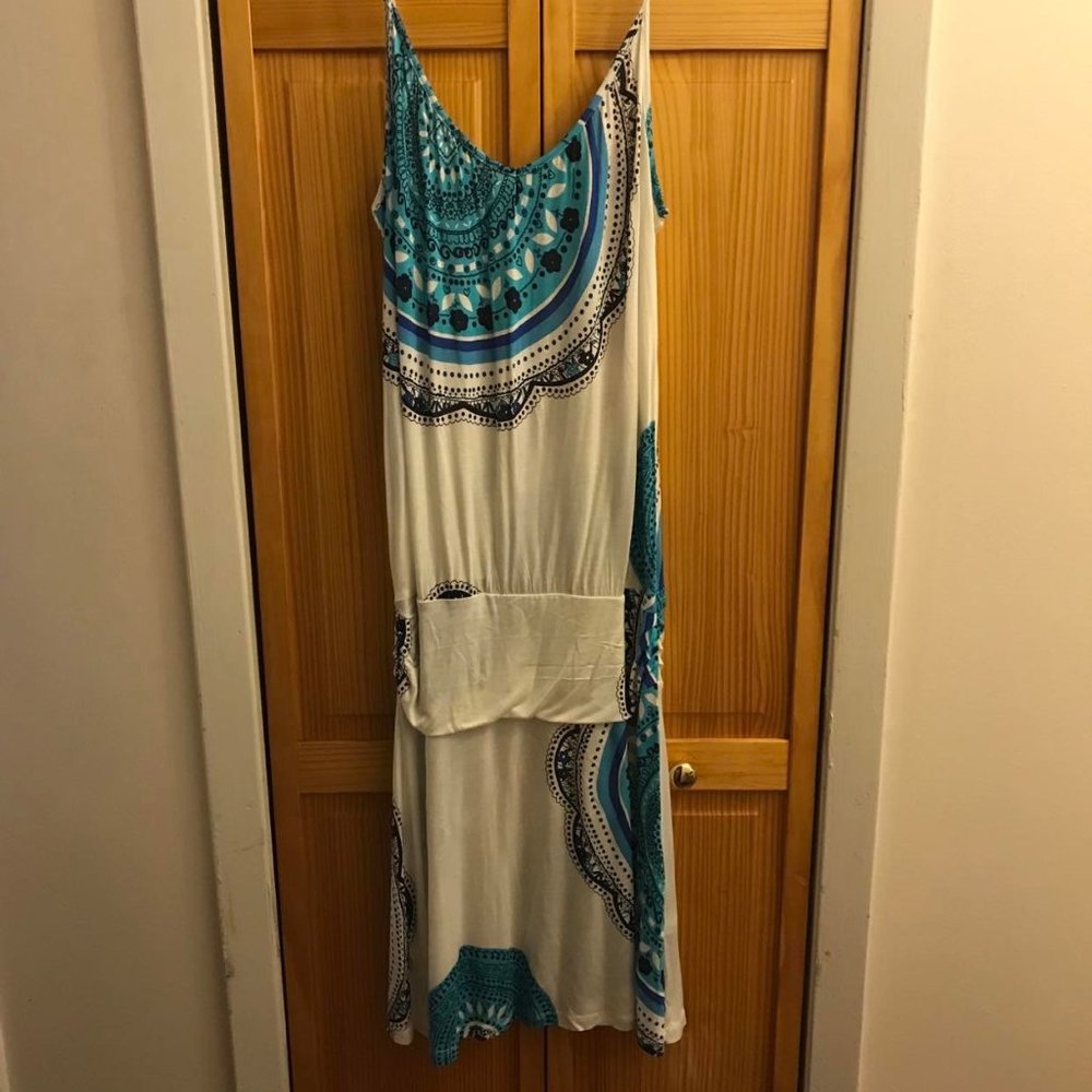 Getting ready for the summer spaghetti strap, midi dress, drop waist